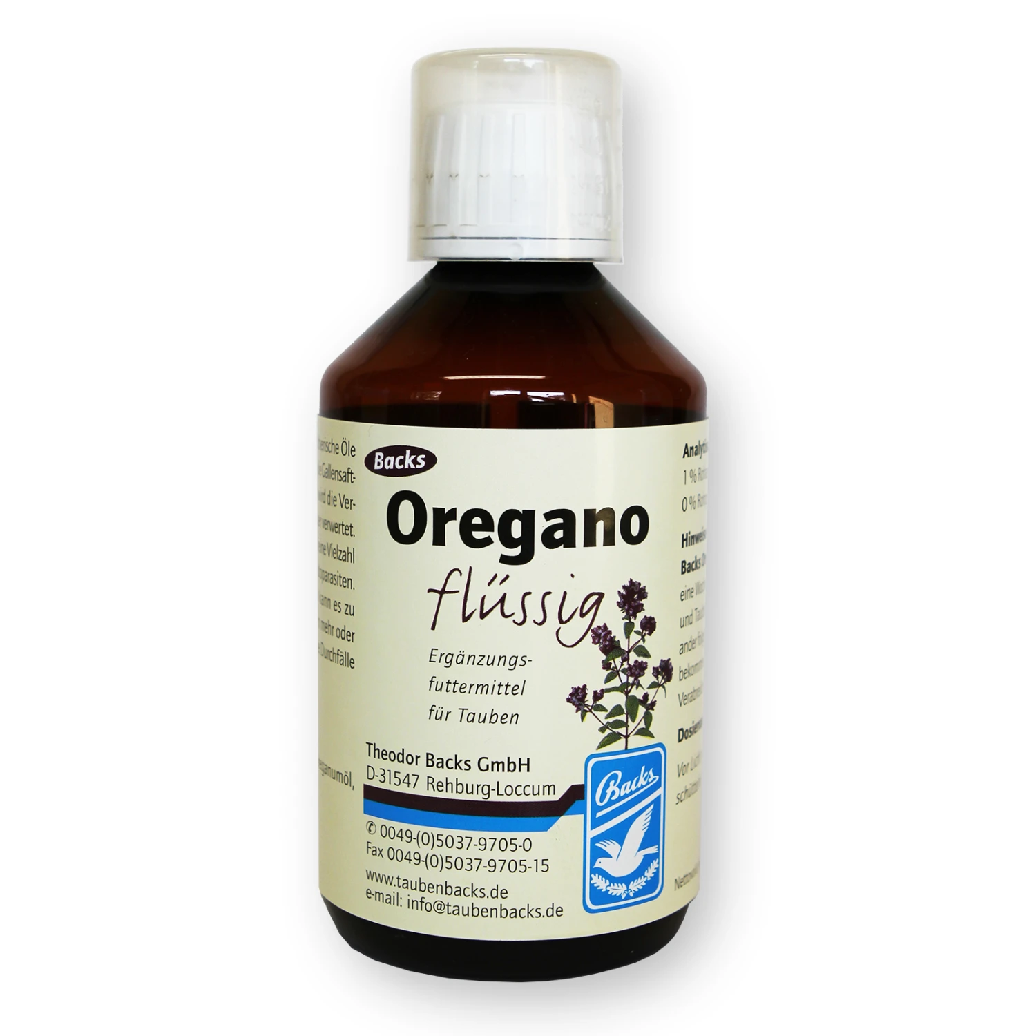 Backs - Oregano Flüssig - Zusatzfutter Für Tauben - 250ml 1 Backs - Oregano Flüssig - Zusatzfutter Für Tauben - 250ml