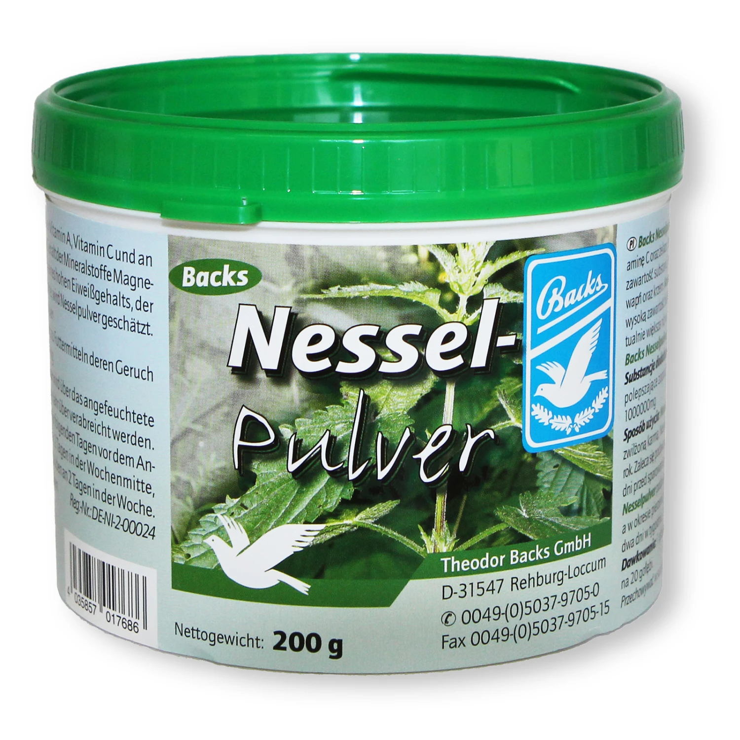Backs - Nesselpulver - Zusatzfutter Für Tauben - 200g 1 Backs - Nesselpulver - Zusatzfutter Für Tauben - 200g